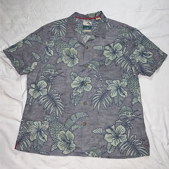 Tommy Bahama Other - Tommy Bahama Shirt Men's Size XL Gray Island Modern Fit 100% Silk Floral Beach